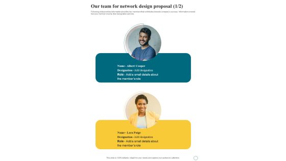 Our Team For Network Design Proposal One Pager Sample Example Document Our Team For Network Design Proposal One Pager Sample Example Document