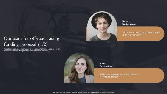 Our Team For Off Road Racing Funding Proposal Ppt PowerPoint Presentation File Backgrounds PDF Our Team For Off Road Racing Funding Proposal Ppt PowerPoint Presentation File Backgrounds PDF