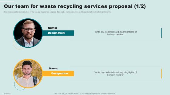Our Team For Waste Recycling Services Proposal Ppt Themes PDF Our Team For Waste Recycling Services Proposal Ppt Themes PDF