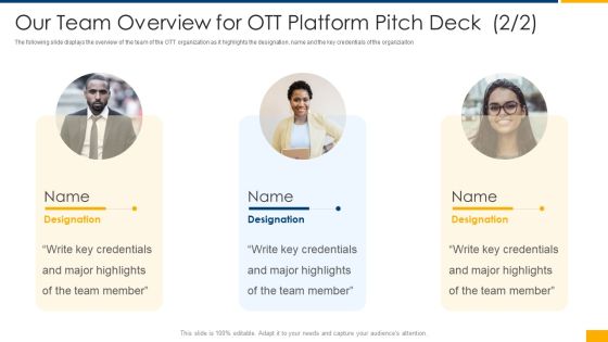 Our Team Overview For OTT Platform Pitch Deck Key Information PDF