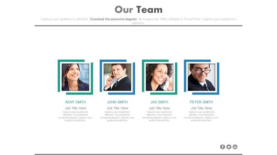 Our Team Photos With Designation Powerpoint Slides