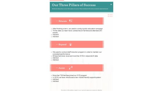 Our Three Pillars Of Success One Pager Documents Our Three Pillars Of Success One Pager Documents