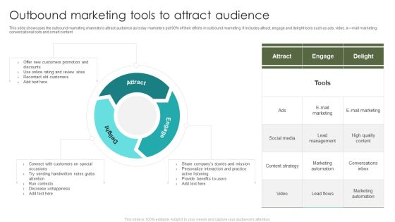 Outbound Marketing Tools To Attract Audience Ppt Model Design Inspiration PDF Outbound Marketing Tools To Attract Audience Ppt Model Design Inspiration PDF