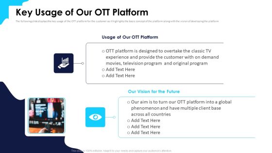 Over Top Media Service Industry Capital Funding Key Usage Of Our Ott Platform Background PDF Over Top Media Service Industry Capital Funding Key Usage Of Our Ott Platform Background PDF