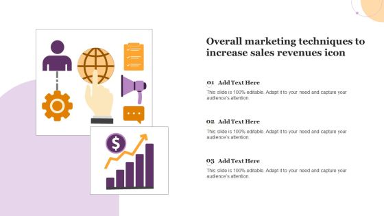 Overall Marketing Techniques To Increase Sales Revenues Icon Background PDF