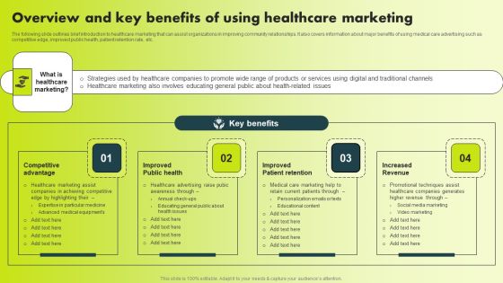 Overview And Key Benefits Of Using Healthcare Marketing Background PDF