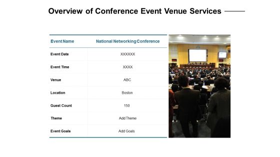 Overview Of Conference Event Venue Services Ppt PowerPoint Presentation Styles Grid Overview Of Conference Event Venue Services Ppt PowerPoint Presentation Styles Grid