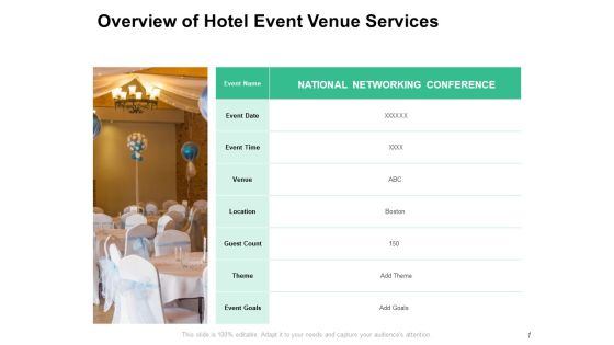 Overview Of Hotel Event Venue Services Ppt PowerPoint Presentation Outline Layouts