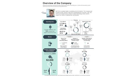 Overview Of The Company One Pager Documents