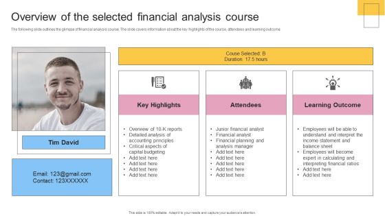 Overview Of The Selected Financial Analysis Course Professional PDF