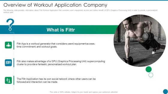 Overview Of Workout Application Company Ppt PowerPoint Presentation Infographics Graphic Tips PDF