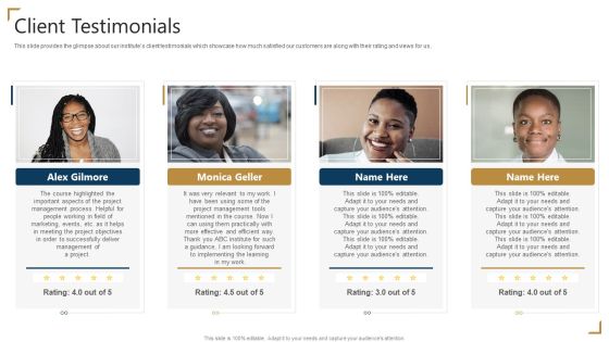 PMP Certification Client Testimonials Ppt Gallery Graphic Tips PDF PMP Certification Client Testimonials Ppt Gallery Graphic Tips PDF