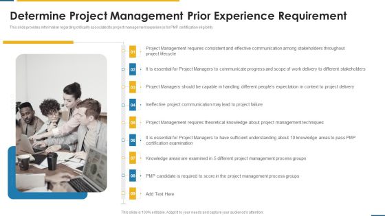 PMP Certification Criteria IT Determine Project Management Prior Experience Requirement Ppt Inspiration Layout Ideas PDF PMP Certification Criteria IT Determine Project Management Prior Experience Requirement Ppt Inspiration Layout Ideas PDF