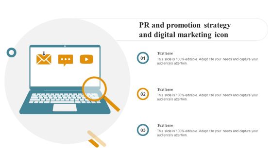 PR And Promotion Strategy And Digital Marketing Icon Slides PDF