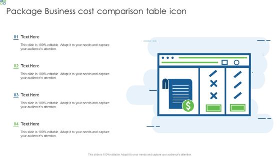Package Business Cost Comparison Table Icon Graphics PDF Package Business Cost Comparison Table Icon Graphics PDF