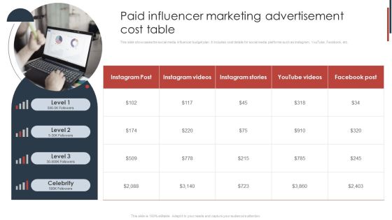 Paid Advertising Techniques To Enhance Business Sales Paid Influencer Marketing Advertisement Cost Mockup PDF Paid Advertising Techniques To Enhance Business Sales Paid Influencer Marketing Advertisement Cost Mockup PDF