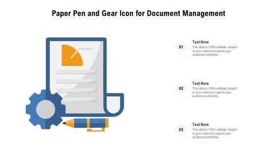 Paper Pen And Gear Icon For Document Management Ppt PowerPoint Presentation File Vector PDF Paper Pen And Gear Icon For Document Management Ppt PowerPoint Presentation File Vector PDF