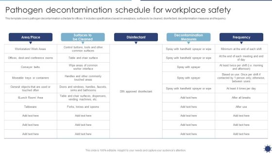 Pathogen Decontamination Schedule For Workplace Safety Organization Transformation Instructions Mockup PDF Pathogen Decontamination Schedule For Workplace Safety Organization Transformation Instructions Mockup PDF