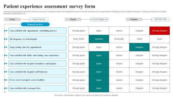 Patient Experience Assessment Survey Form Survey SS Patient Experience Assessment Survey Form Survey SS
