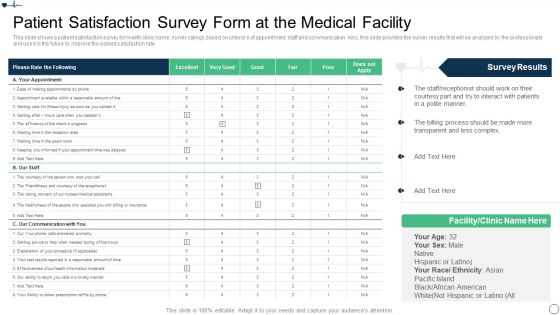 Patient Retention Approaches For Improving Brand Loyalty Patient Satisfaction Survey Mockup PDF