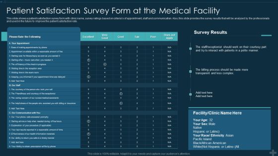 Patient Satisfaction Survey Form At The Application Patient Satisfaction Tactics Enhance Clinical Results Mockup PDF Patient Satisfaction Survey Form At The Application Patient Satisfaction Tactics Enhance Clinical Results Mockup PDF