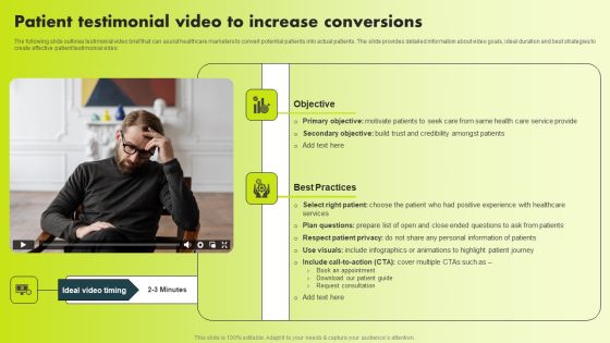 Patient Testimonial Video To Increase Conversions Demonstration PDF Patient Testimonial Video To Increase Conversions Demonstration PDF
