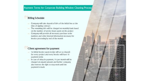 Payment Terms For Corporate Building Window Cleaning Process Ppt Model Mockup PDF