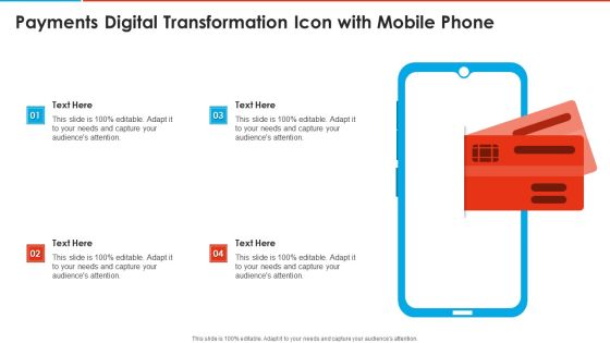 Payments Digital Transformation Icon With Mobile Phone Mockup PDF