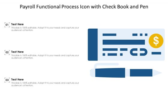 Payroll Functional Process Icon With Check Book And Pen Ppt Inspiration Information PDF Payroll Functional Process Icon With Check Book And Pen Ppt Inspiration Information PDF