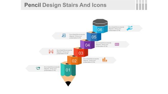 Pencil Chart With Growth Steps Powerpoint Template