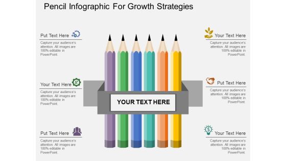 Pencil Infographic For Growth Strategies Powerpoint Template