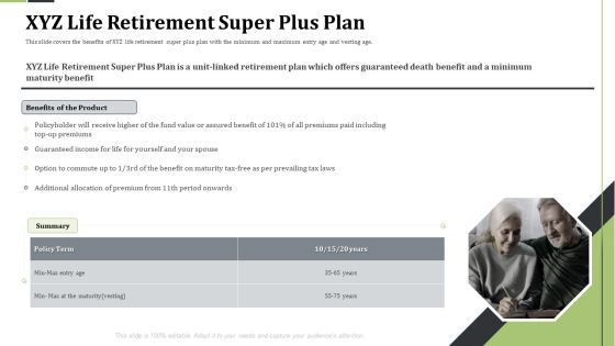Pension Alimony XYZ Life Retirement Super Plus Plan Guidelines PDF