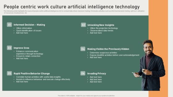 People Centric Work Culture Artificial Intelligence Technology Template PDF People Centric Work Culture Artificial Intelligence Technology Template PDF