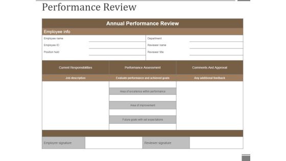 Performance Review Template 1 Ppt PowerPoint Presentation Styles Graphics Design