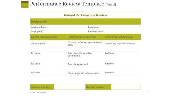 Performance Review Template 2 Ppt PowerPoint Presentation Slides Clipart Images Performance Review Template 2 Ppt PowerPoint Presentation Slides Clipart Images