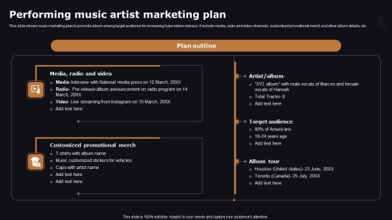 Performing Music Artist Marketing Plan Microsoft PDF