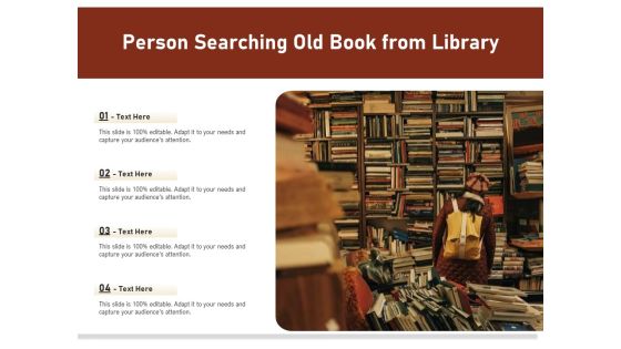 Person Searching Old Book From Libarary Ppt PowerPoint Presentation File Slides PDF