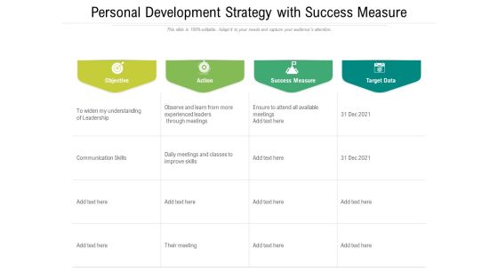 Personal Development Strategy With Success Measure Ppt PowerPoint Presentation Gallery Picture PDF Personal Development Strategy With Success Measure Ppt PowerPoint Presentation Gallery Picture PDF