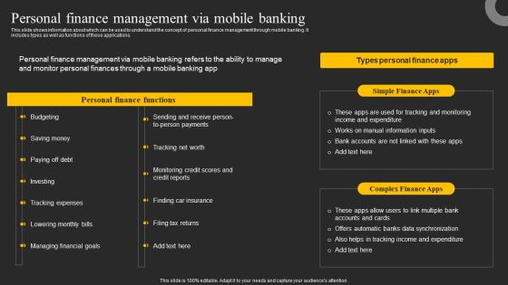Personal Finance Management Via Mobile Banking Ppt Slides Objects PDF Personal Finance Management Via Mobile Banking Ppt Slides Objects PDF