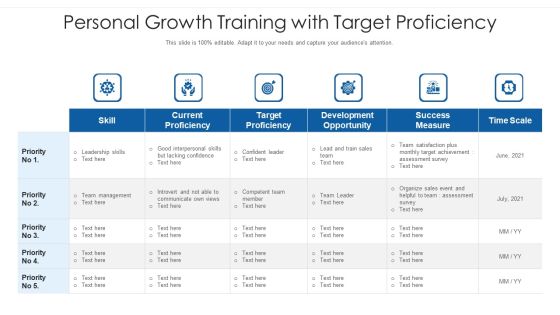 Personal Growth Training With Target Proficiency Ppt Slides Graphics PDF