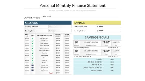 Personal Monthly Finance Statement Ppt PowerPoint Presentation Styles Visuals PDF Personal Monthly Finance Statement Ppt PowerPoint Presentation Styles Visuals PDF