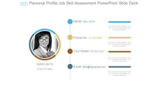 Personal Profile Job Skill Assessment Powerpoint Slide Deck