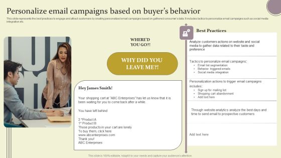 Personalize Email Campaigns Based On Buyers Behavior Ppt Summary Smartart PDF Personalize Email Campaigns Based On Buyers Behavior Ppt Summary Smartart PDF