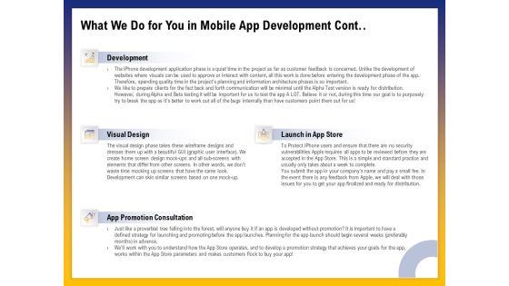 Phone Application Buildout What We Do For You In Mobile App Development Cont Consultation Ppt Show Slideshow PDF