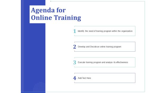 Phone Tutoring Initiative Agenda For Online Training Ppt Gallery Layout Ideas PDF