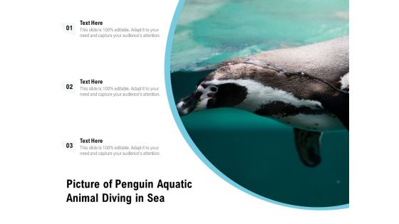 Picture Of Penguin Aquatic Animal Diving In Sea Ppt PowerPoint Presentation Gallery Brochure PDF