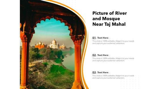 Picture Of River And Mosque Near Taj Mahal Ppt PowerPoint Presentation Gallery Slideshow PDF