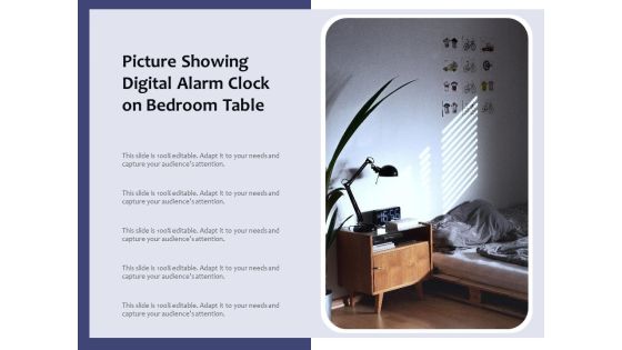Picture Showing Digital Alarm Clock On Bedroom Table Ppt PowerPoint Presentation File Portfolio PDF