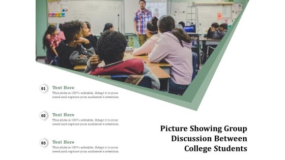Picture Showing Group Discussion Between College Students Ppt PowerPoint Presentation File Background Image PDF