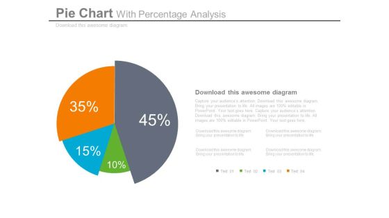 Pie Chart Dashboard Style For Percentage Analysis Powerpoint Slides